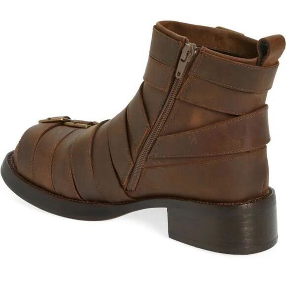Jeffrey Campbell NWT Belted Up Biker Inspired Leather Boot in Brown 8.5 $350 - Picture 4 of 7